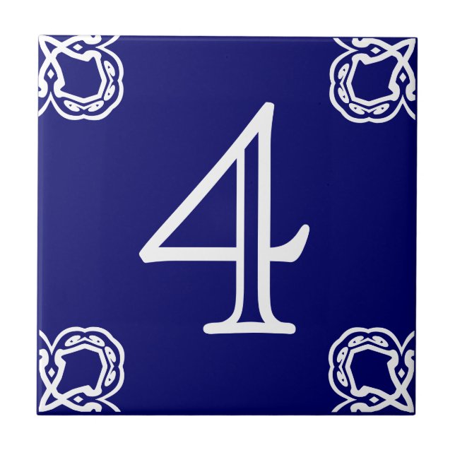 House Number - Spanish White on Blue Tile (Front)
