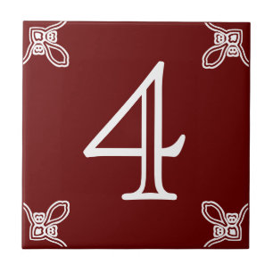 House Number - Spanish White on Brown Tile