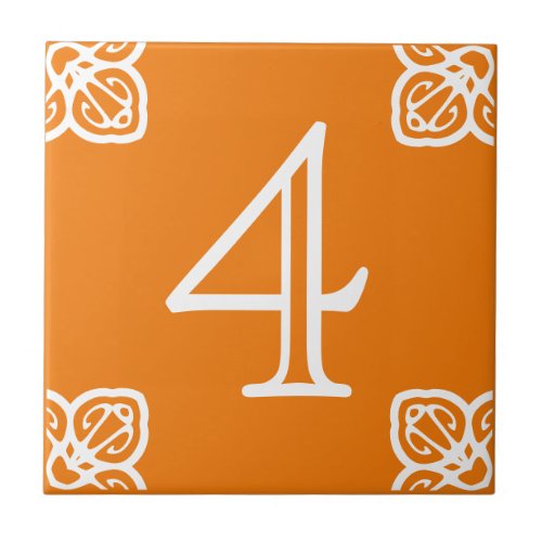 House Number _ Spanish White on Orange Ceramic Tile