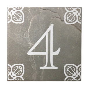 House Number - Spanish White on Slate Tile