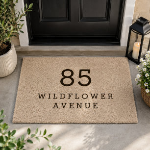 House Number Street Name Address Modern Coir Fiber Doormat