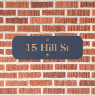 House Number Street Name   Luxury Navy Blue Modern Metal Sign