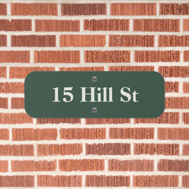 House Number Street Name | Timeless Retro Green  Metal Sign (In Situ(Brick))