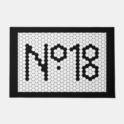 House Number Vintage Tile Design Doormat