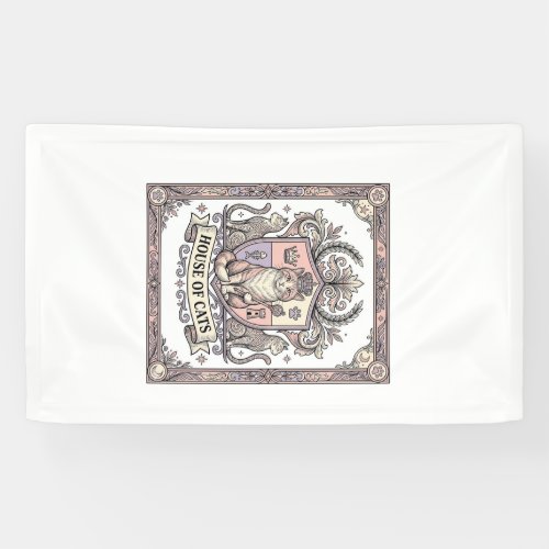House Of Cats Cat Heraldry Coat of Arms Vintage Banner
