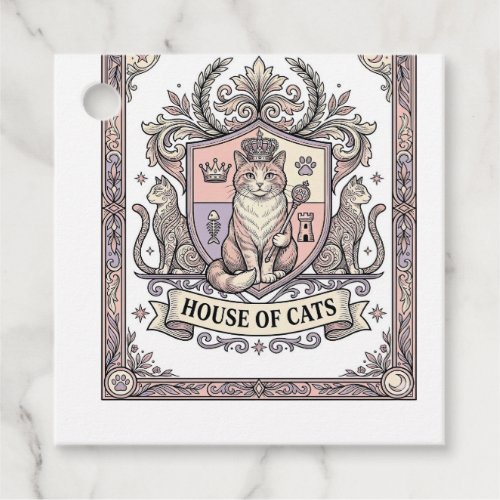 House Of Cats Cat Heraldry Coat of Arms Vintage Favor Tags