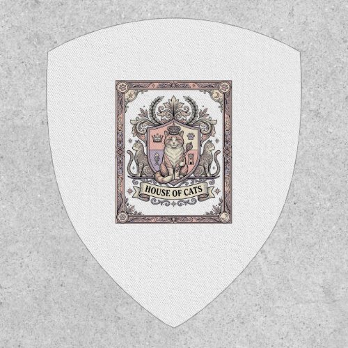 House Of Cats Cat Heraldry Coat of Arms Vintage Patch