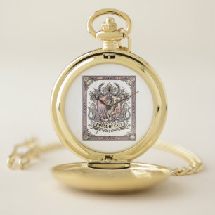 House Of Cats Cat Heraldry Coat of Arms Vintage Pocket Watch