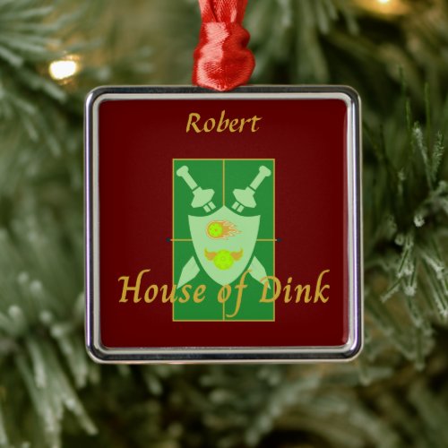 House of Dink Pickleball Crest Personalized Metal Ornament