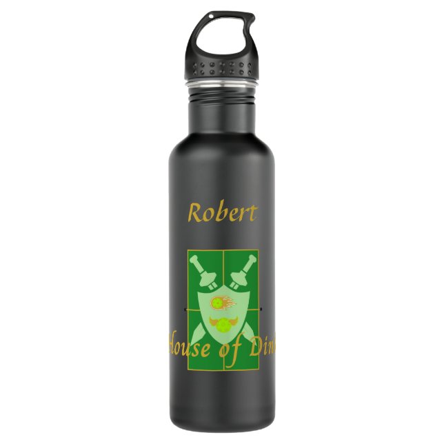 House of Dink Pickleball Crest Personalized  Stainless Steel Water Bottle (Front)