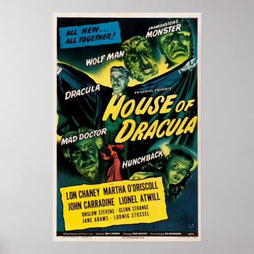 House of Dracula 1945 Vampire Vintage Movie Poster