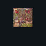House of Guardaboschi by Gustav Klimt, Vintage Art Canvas Print<br><div class="desc">The House of Guardaboschi (1912) by Gustav Klimt is a vintage Victorian Era fine art symbolism painting. An exterior view of a country cottage house with flowers and plants in the windows and ivy growing on the walls. A blue bench is up against the home overlooking the garden. About the...</div>