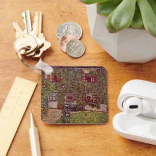 House of Guardaboschi by Gustav Klimt, Vintage Art Keychain