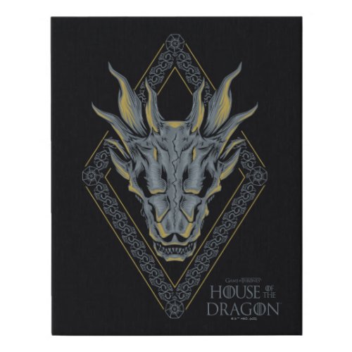 HOUSE OF THE DRAGON  Balerion Skull Diamond Crest Faux Canvas Print