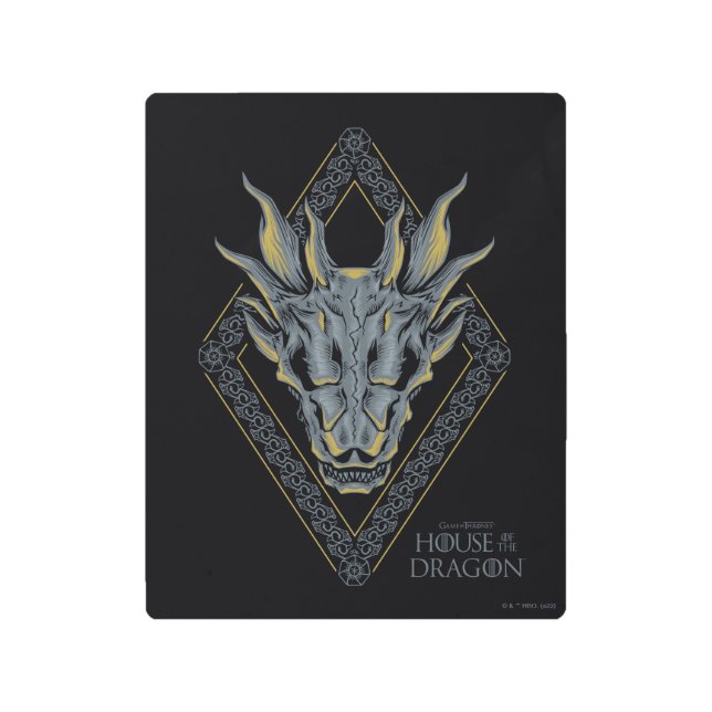 HOUSE OF THE DRAGON | Balerion Skull Diamond Crest Metal Print (Front)