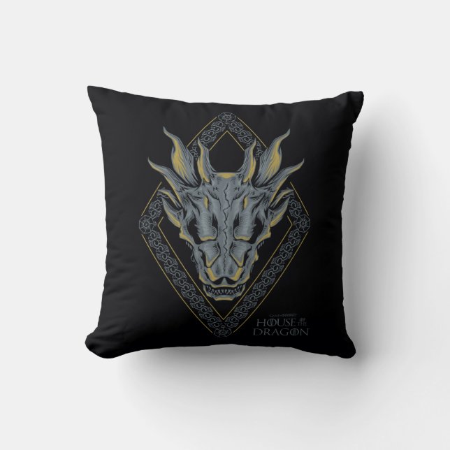 HOUSE OF THE DRAGON | Balerion Skull Diamond Crest Throw Pillow (Front)