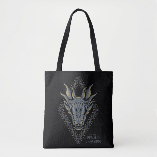 HOUSE OF THE DRAGON | Balerion Skull Diamond Crest Tote Bag (Front)