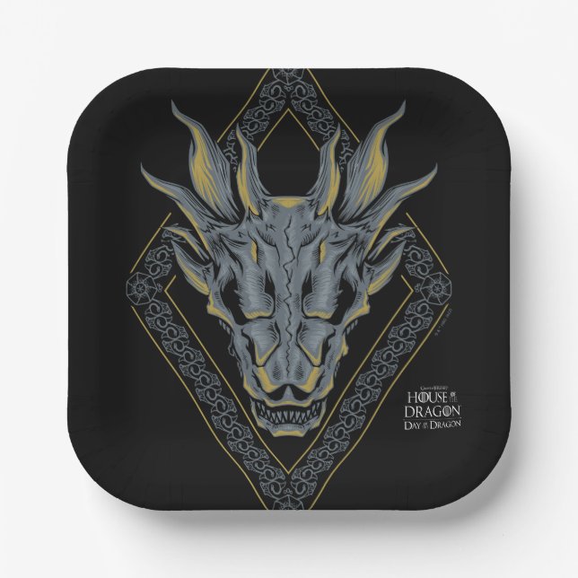 HOUSE OF THE DRAGON | Balerion Skull Diamond Paper Plates (Front)