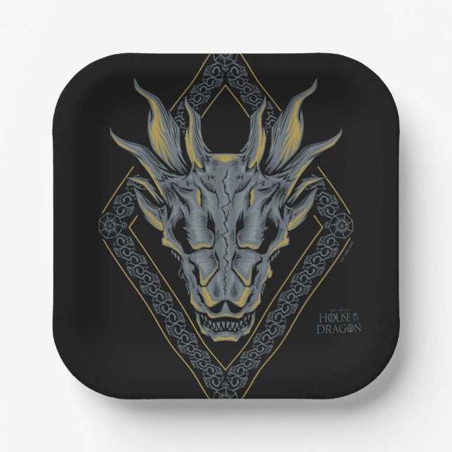 HOUSE OF THE DRAGON | Balerion Skull Diamond Paper Plates (Front)