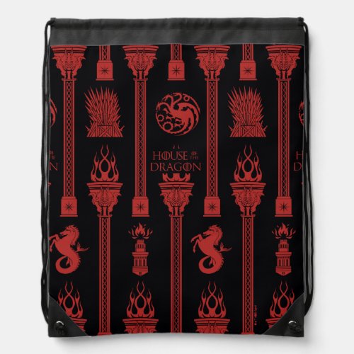 House of the Dragon Crest Pattern Drawstring Bag