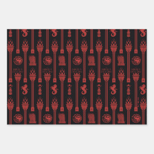 House of the Dragon Crest Pattern Wrapping Paper Sheets