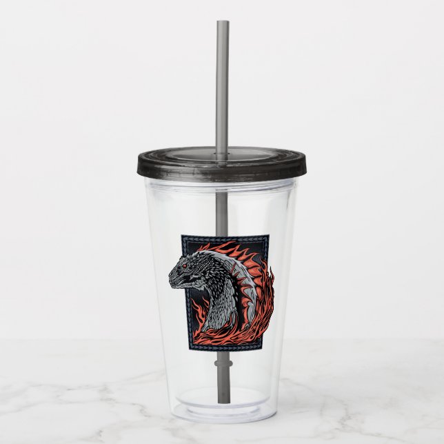 HOUSE OF THE DRAGON | Dragon Profile in Flames Acrylic Tumbler (Front)