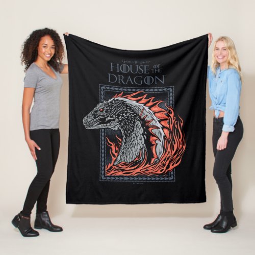 HOUSE OF THE DRAGON  Dragon Profile in Flames Fleece Blanket