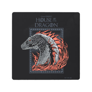 HOUSE OF THE DRAGON   Dragon Profile in Flames Metal Print