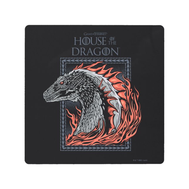 HOUSE OF THE DRAGON | Dragon Profile in Flames Metal Print (Front)