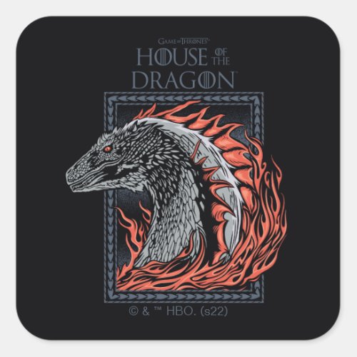 HOUSE OF THE DRAGON  Dragon Profile in Flames Square Sticker