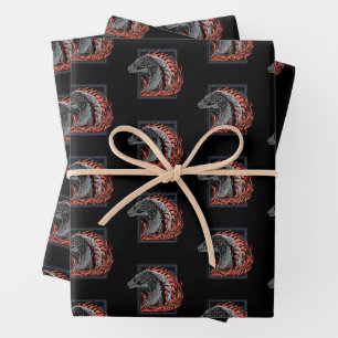 HOUSE OF THE DRAGON Dragon Profile in Flames Wrapping Paper Sheets