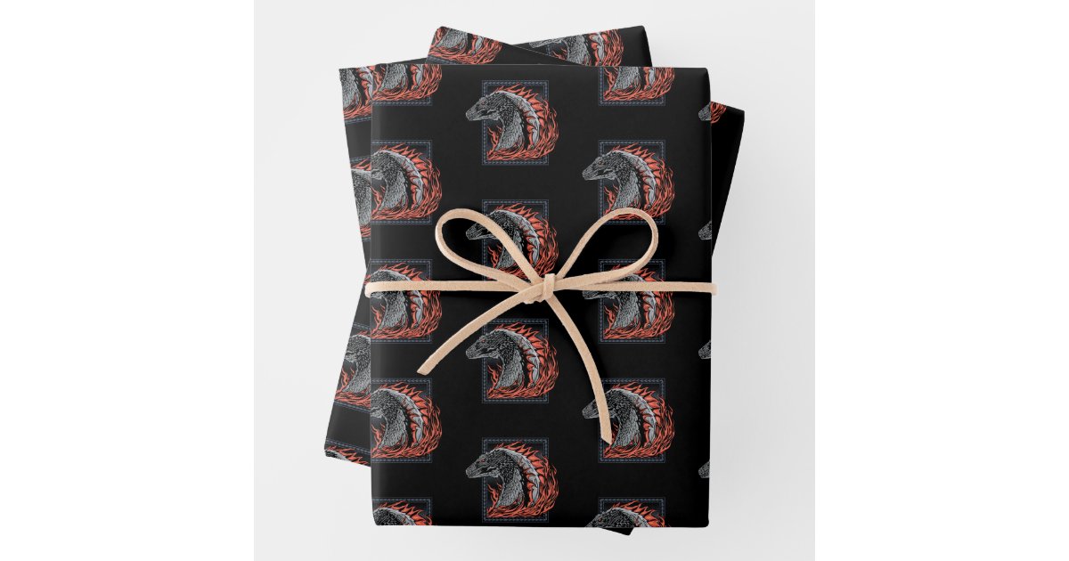 HOUSE OF THE DRAGON, Dragon Profile in Flames Wrapping Paper Sheets
