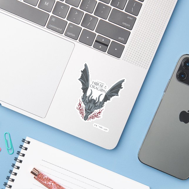 HOUSE OF THE DRAGON | Fire-Breathing Dragon Head Sticker (Laptop w/ iPhone)