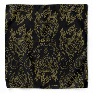 HOUSE OF THE DRAGON Gold Filigree Dragon Pattern Bandana
