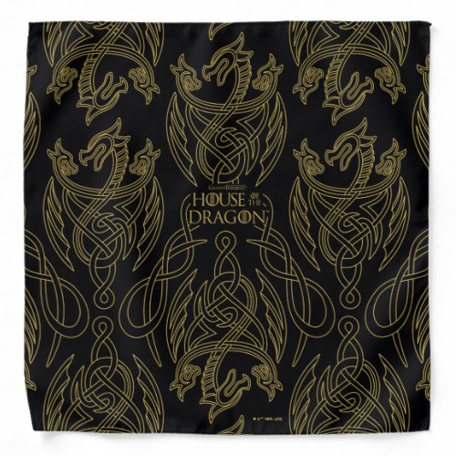 HOUSE OF THE DRAGON  Gold Filigree Dragon Pattern Bandana