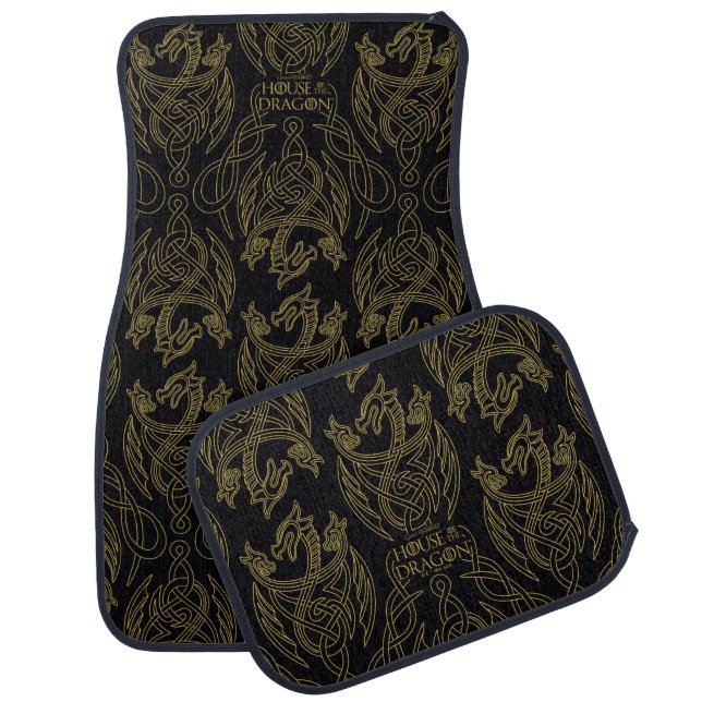 HOUSE OF THE DRAGON | Gold Filigree Dragon Pattern Car Floor Mat (Set)