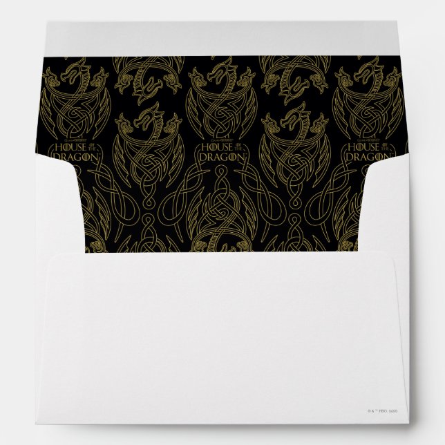 HOUSE OF THE DRAGON | Gold Filigree Dragon Pattern Envelope (Back (Bottom))