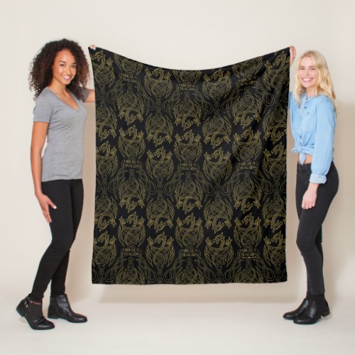 HOUSE OF THE DRAGON  Gold Filigree Dragon Pattern Fleece Blanket