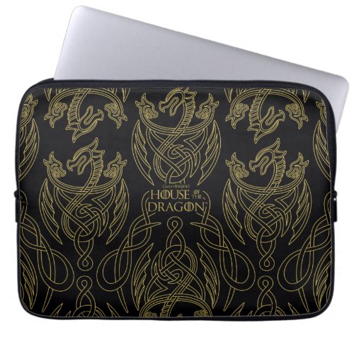 HOUSE OF THE DRAGON  Gold Filigree Dragon Pattern Laptop Sleeve