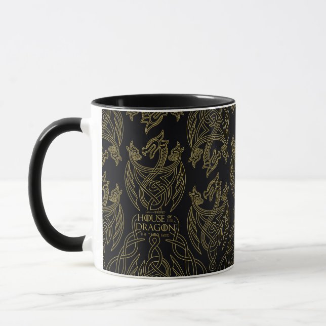 HOUSE OF THE DRAGON | Gold Filigree Dragon Pattern Mug (Left)