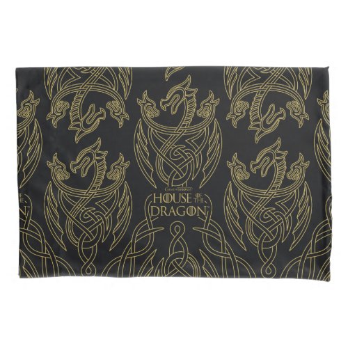 HOUSE OF THE DRAGON  Gold Filigree Dragon Pattern Pillow Case
