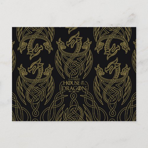 HOUSE OF THE DRAGON  Gold Filigree Dragon Pattern Postcard