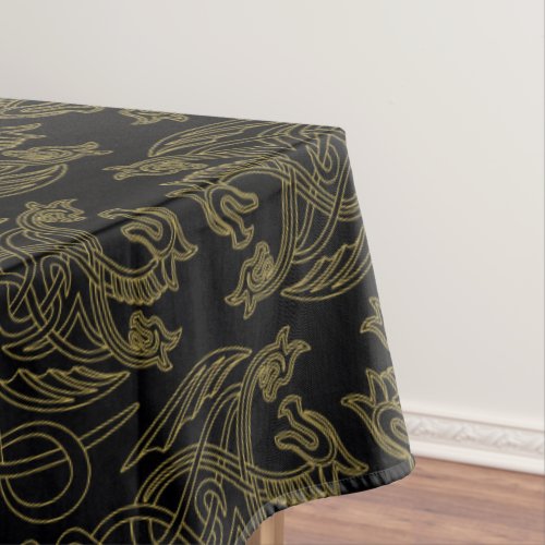 HOUSE OF THE DRAGON  Gold Filigree Dragon Pattern Tablecloth