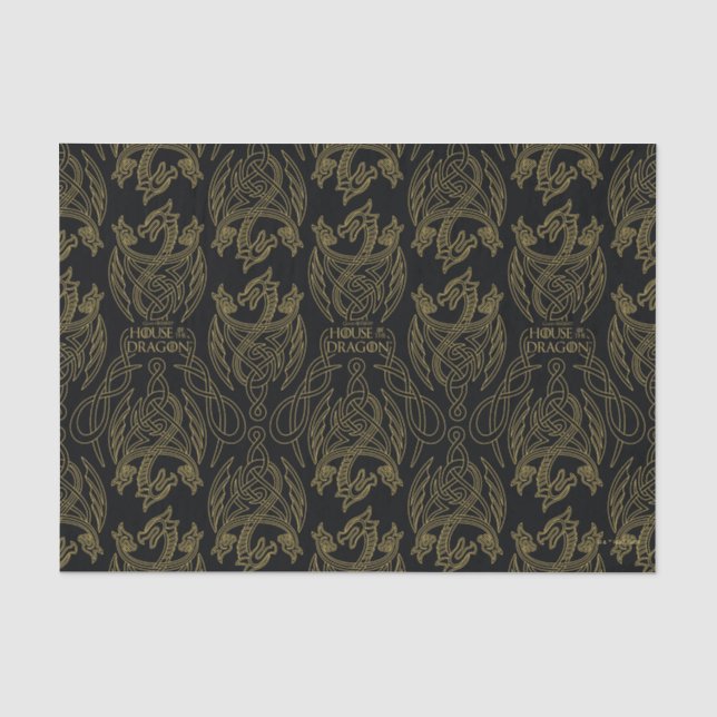 HOUSE OF THE DRAGON | Gold Filigree Dragon Pattern Tissue Paper (Front)