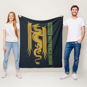 House of the Dragon Gold & Green New Year 恭喜發財 Fleece Blanket