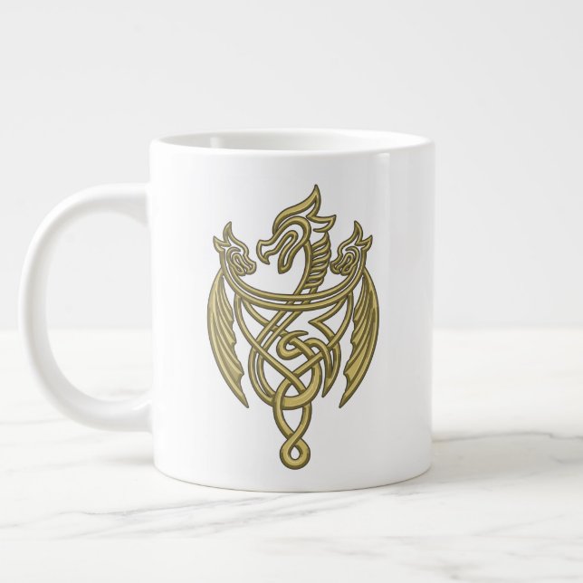 HOUSE OF THE DRAGON | Golden Filigree Dragon Crest Giant Coffee Mug (Left)