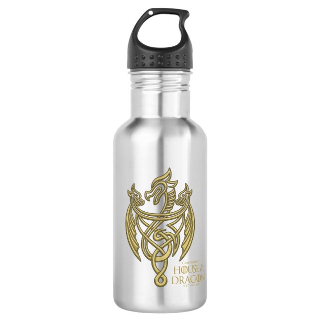HOUSE OF THE DRAGON | Golden Filigree Dragon Crest Stainless Steel Water Bottle (Front)