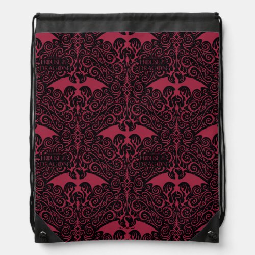 HOUSE OF THE DRAGON  Red Dragon Filigree Pattern Drawstring Bag