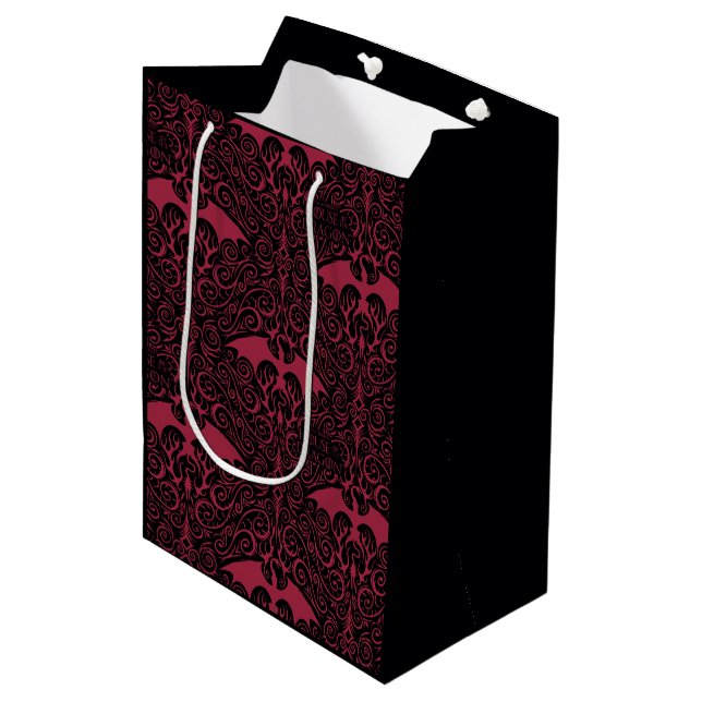 HOUSE OF THE DRAGON | Red Dragon Filigree Pattern Medium Gift Bag (Front Angled)