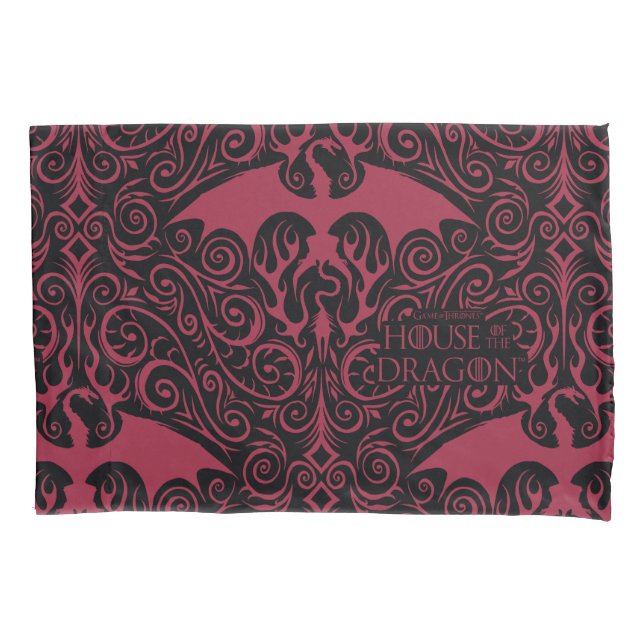 HOUSE OF THE DRAGON | Red Dragon Filigree Pattern Pillow Case (Front)